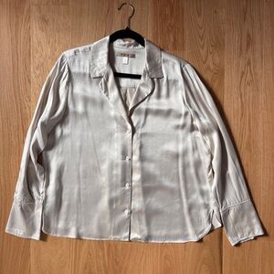 Banana Republic Ivory Silk Button-up